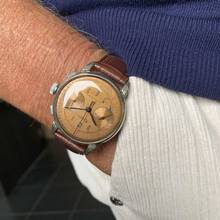 Thumbnail von Minerva Oversized chronograph Tropical bicolor medical dial manual 1941