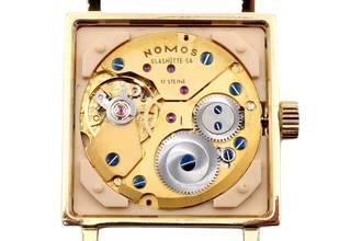 Thumbnail von NOMOS Tetra Glashütte Tetra 18K Gold (0,750) Handaufzug Herrenuhr Ref. 401 B&P 1997