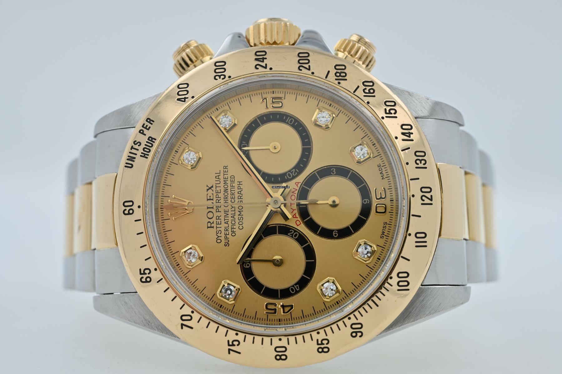Rolex Daytona Cosmograph Zenith 18k gold steel Gold Diamond Dial 16523