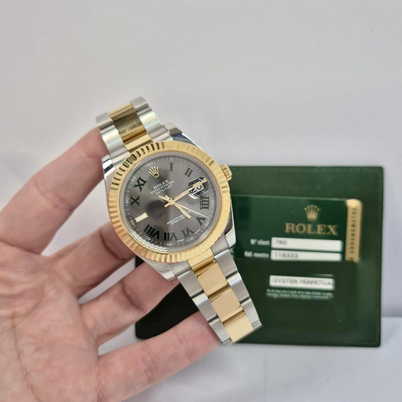 Rolex Datejust II 41mm Ouro & Aço Wimbledon Dial Automático Completo