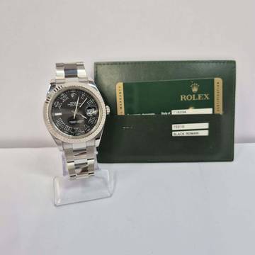  Rolex Datejust II 41mm Ouro Branco & Aço Dark Wimbledon Automático Completo 