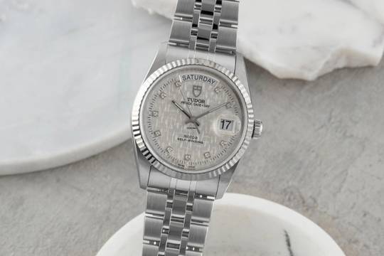  Tudor Prince Date Day Automatik Edelstahl / Weissgold Diamonds Ref. 76214 