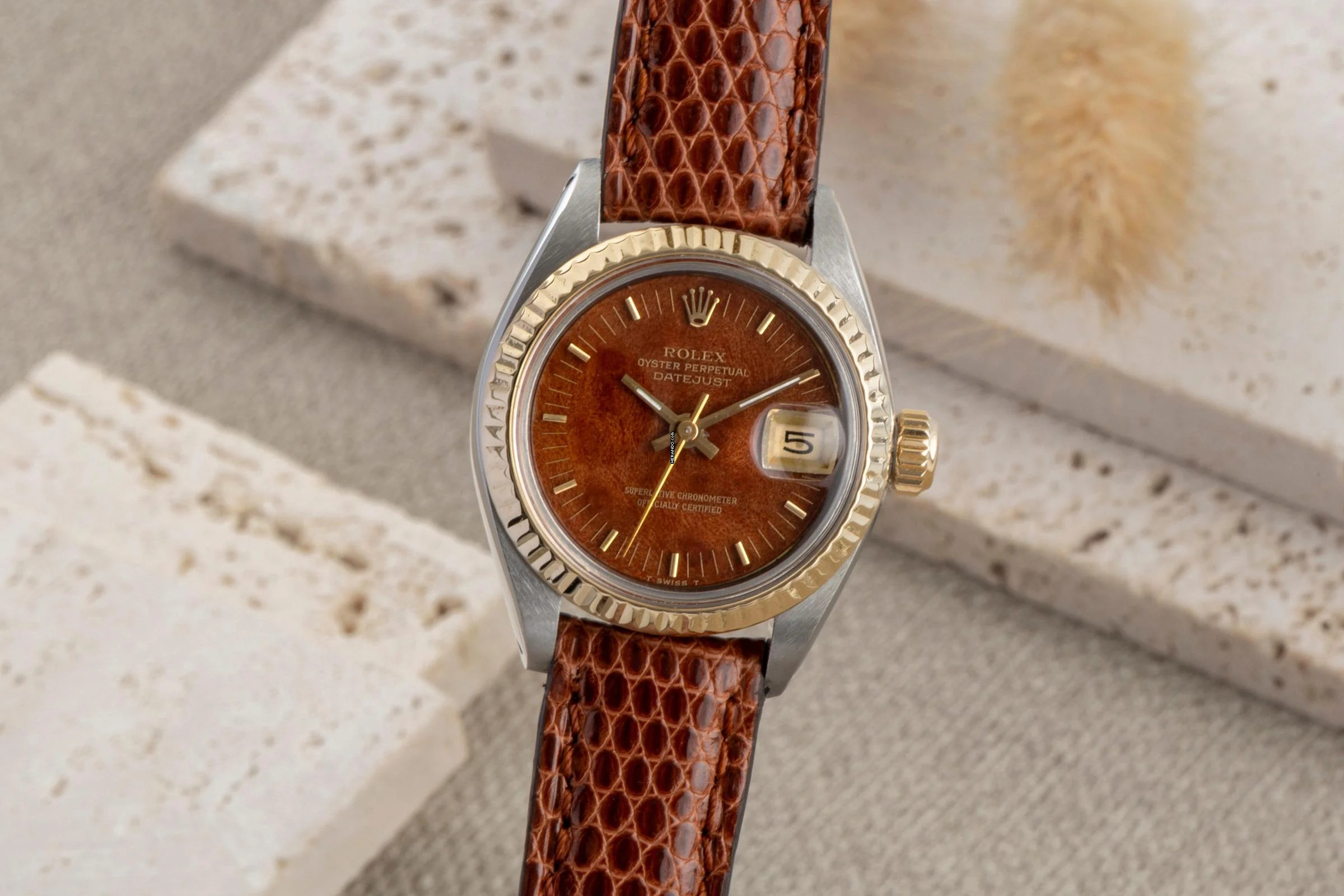 Rolex Lady-Datejust Stahl / Gold Wood Dial Automatik Ref 6917 Vintage Klassiker