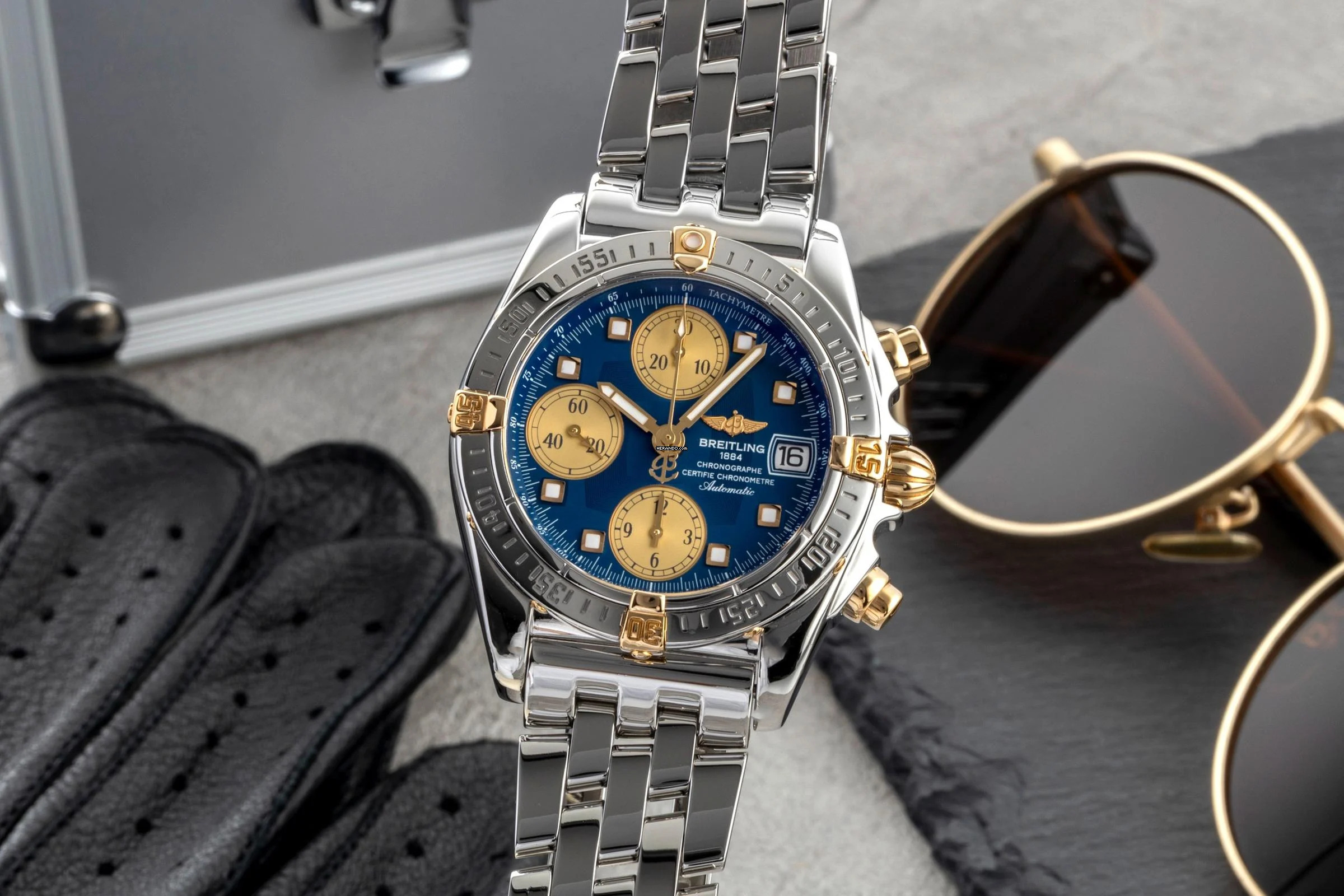  Breitling Chrono Cockpit Chronograph Stahl / Gold Automatik Ref. B13357 B&P 2005 