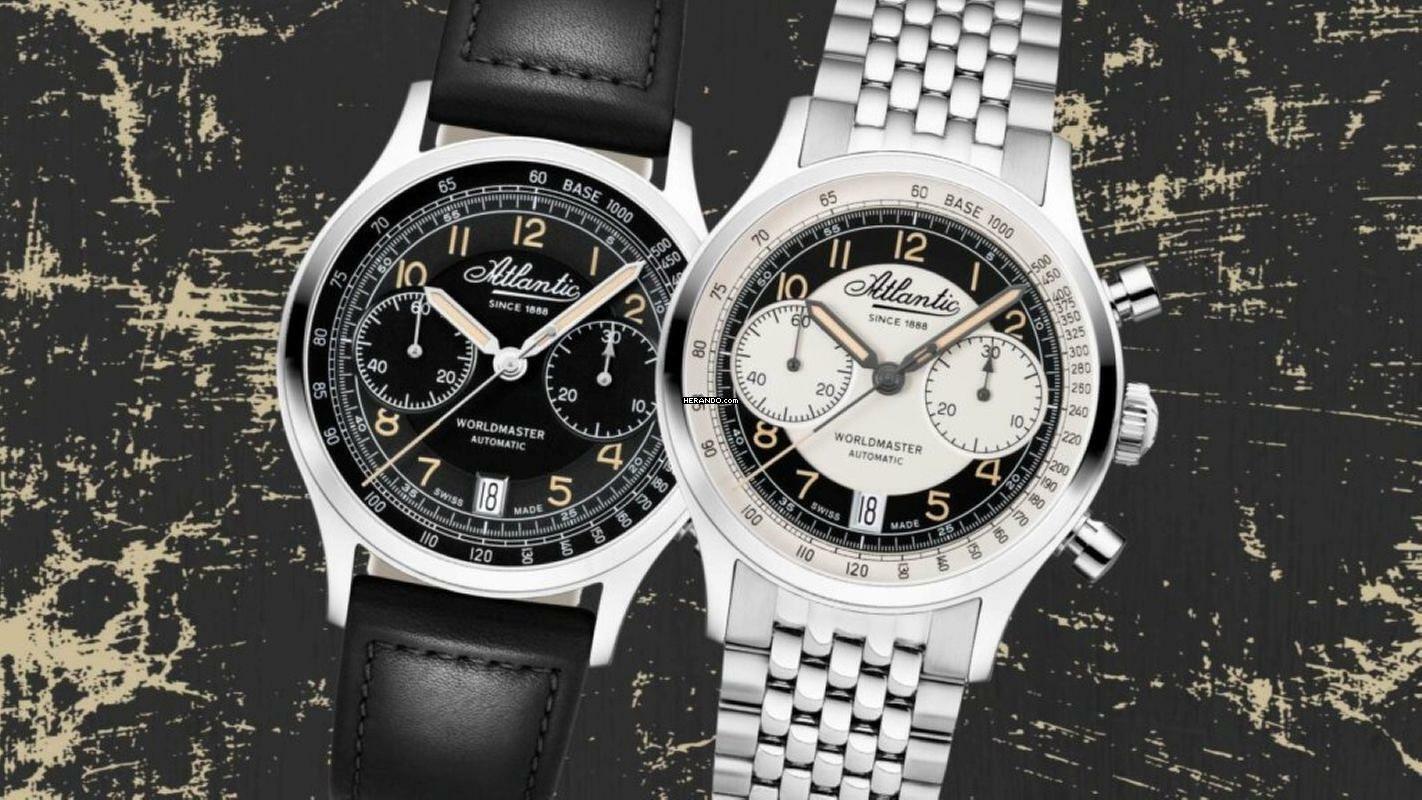 Atlantic Worldmaster Bicompax Dual Color auf Metallarmband optional in blau oder schwarz