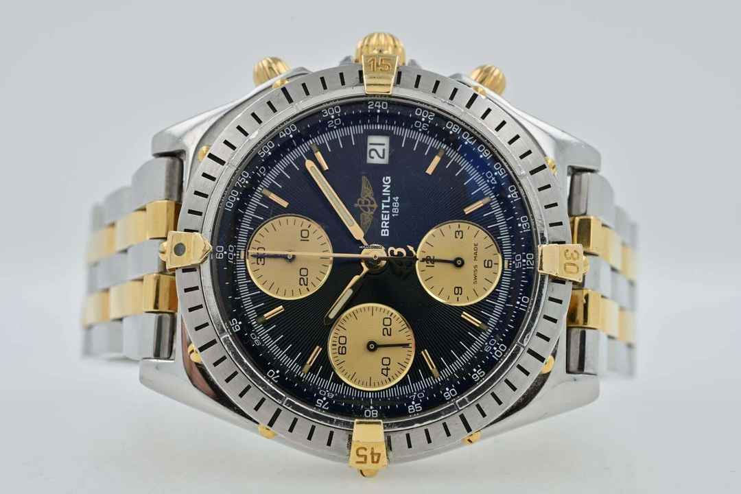  Breitling Chronomat Chronograph B13048 Black Dial Steel Gold 
