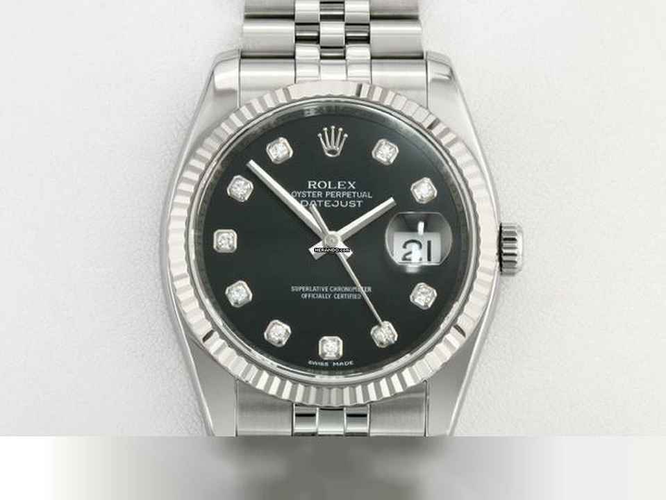 Rolex Datejust 36 36mm 116234 2015 Stahl Weissgold 750 Diamanten Automatik Stainless Steel 18kt White Gold Jubilé-band Chronometer Oyster Black Dial 
