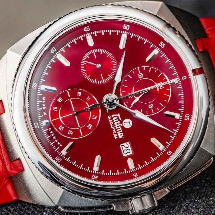  Tutima Saxon One Chronograph Racing Red NEW FULL SET 