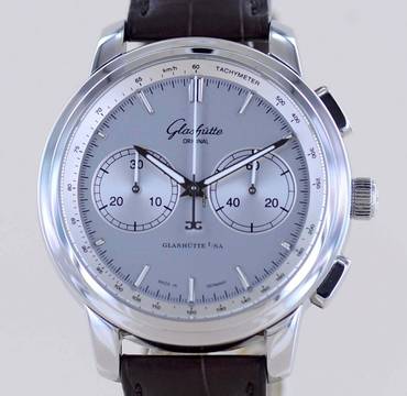  Glashütte Original Senator Chronograph XL Silver 44mm Klassiker Cal 39 Edelstahl B+P 