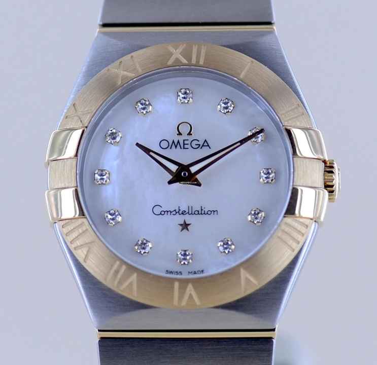  Omega Constellation Quartz Stahl Gold MOP Diamond Dial Quarz Lady Klassiker 