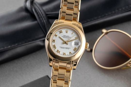  Rolex Datejust 18k Gold Automatik Damenuhr Ref. 81208 Papiere 2005 