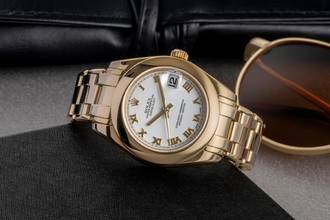 Thumbnail von Rolex Datejust 18k Gold Automatik Damenuhr Ref. 81208 Papiere 2005