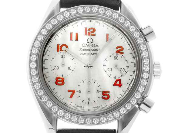  Omega Speedmaster Reduced Ref.275.0032 2000 Box&Beschreibung original unpoliert Speedmaster Reduced Perlmutt Diamanten 