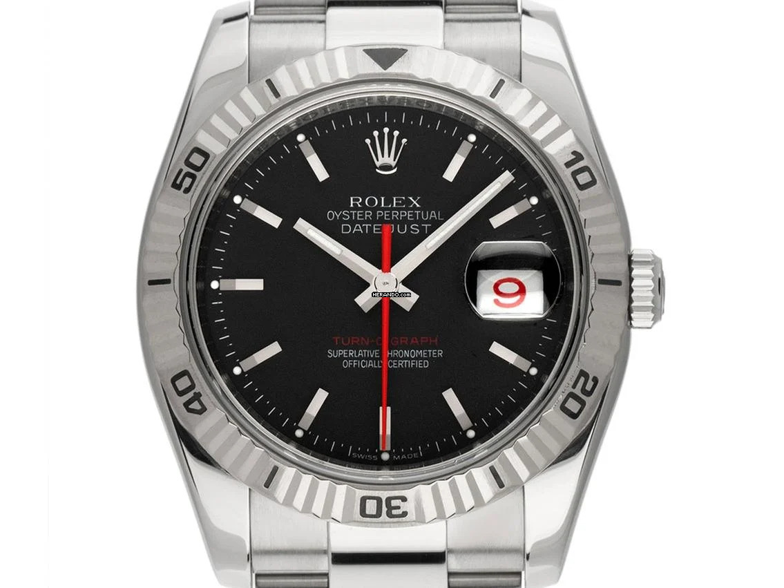 Rolex Datejust Turn-O-Graph Turn-O-Graph Red Date Ref.116264 2007 Full Set sehr gut Vintage Datejust Turn-O-Graph Stahl 18kt Weißgold Red Date