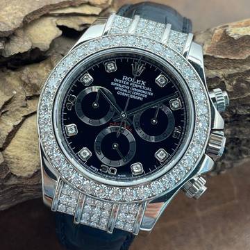  Rolex Daytona Daytona 18kt Weißgold mit Rolex Diamantbesatz - FULLSET 2007 - 116599RBR Factory Diamonds - Revi Papers - Full Set 