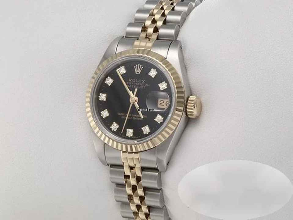  Rolex Lady-Datejust Edelstahl Gelbgold 750 Diamanten Automatik 18kt Yellow Gold Stahl Stainless Steel Jubilé-band Chronometer Oyster Black Dial 