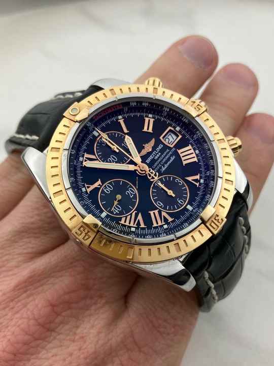  Breitling Chronomat Evolution Gold Bezel / Box+Papiere 