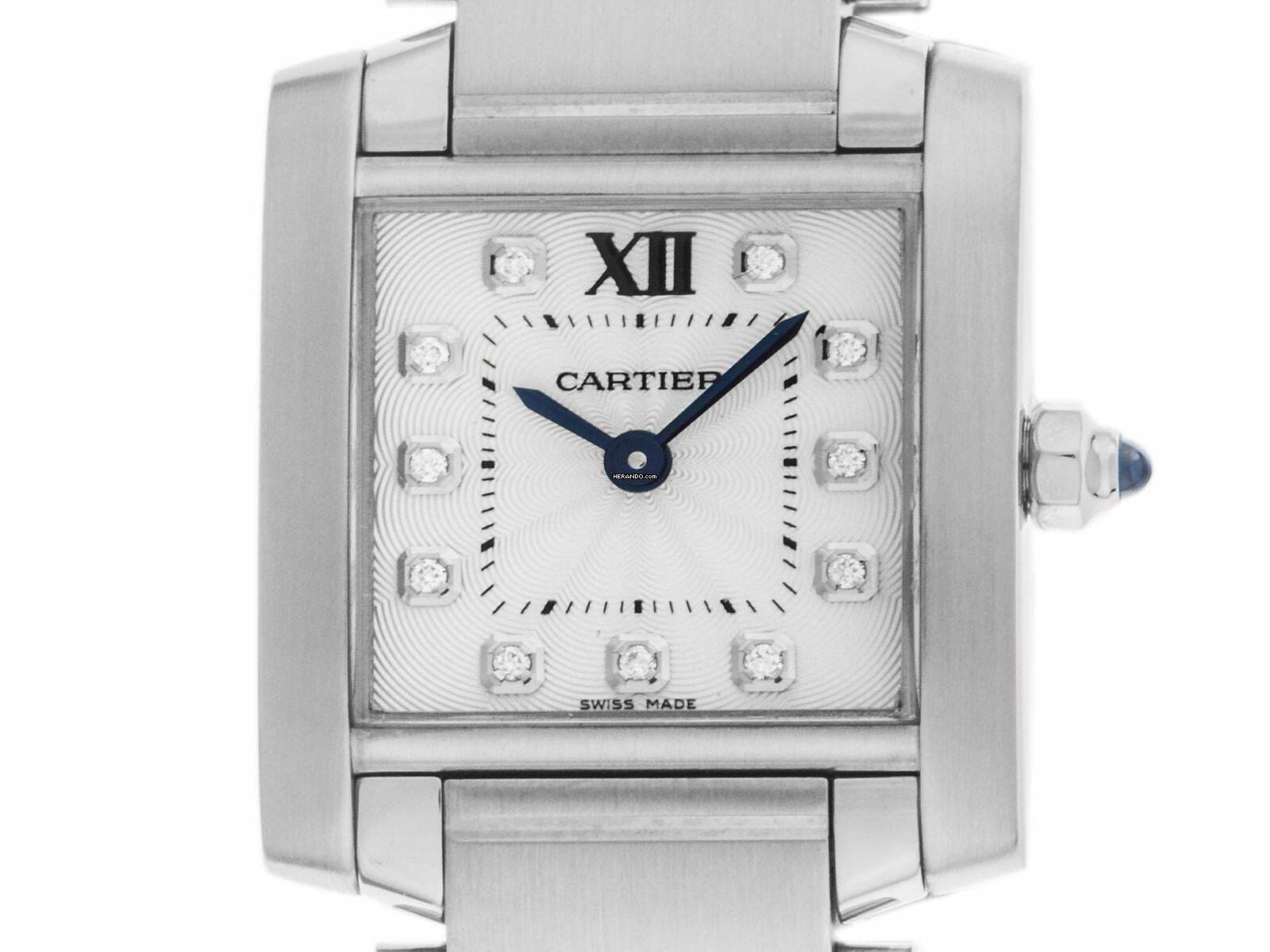  Cartier Tank Française MM Medium Modell Ref.3217 2016 Box sehr gut Vintage Tank Francaise MM Medium Modell Diamanten 