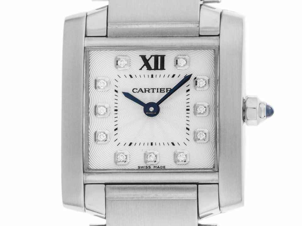  Cartier Tank Française MM Medium Modell Ref.3217 2016 Box sehr gut Vintage Tank Francaise MM Medium Modell Diamanten 