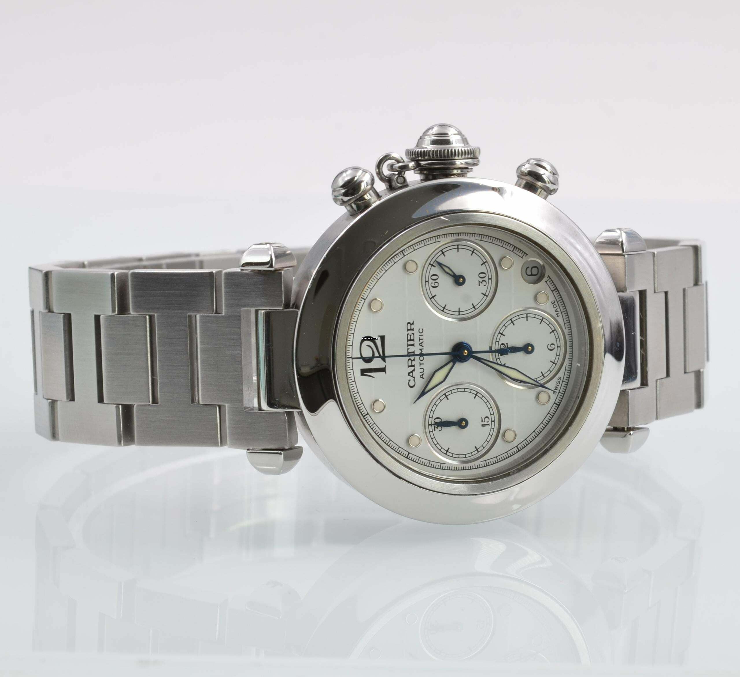 Thumbnail von Cartier Pasha C chronograph 2412 white dial Automatic 2009