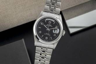Thumbnail von Tudor Prince Date Day Black Dial Edelstahl Automatik Ref. 76200 Papiere