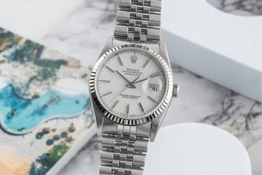  Rolex Datejust 36 White Dial Stahl Weissgold Automatik Jubilee Ref 16234 L-Serie 