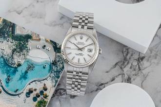 Thumbnail von Rolex Datejust 36 White Dial Stahl Weissgold Automatik Jubilee Ref 16234 L-Serie