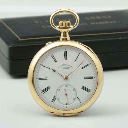  A. Lange & Söhne Qualität 1A 18k Gold Taschenuhr Retailed by F. Krüssmann y Cia. Rio de Janeiro 1906 Hergestellt für den Südamerikanischen Markt 
