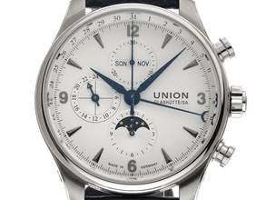 Thumbnail von Union Glashütte Belisar Chronograph Ref.D009425A 2021 Full Set wie Neu Vintage Belisar Chronograph Vollkalender Mondphase Krokoleder Faltschließe