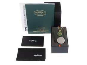 Thumbnail von Fortis Flieger (Submodel) Day-Date Ref.597.10.141 1995 Box&Beschreibung sehr gut Vintage Flieger Day-Date Chronograph Glasboden