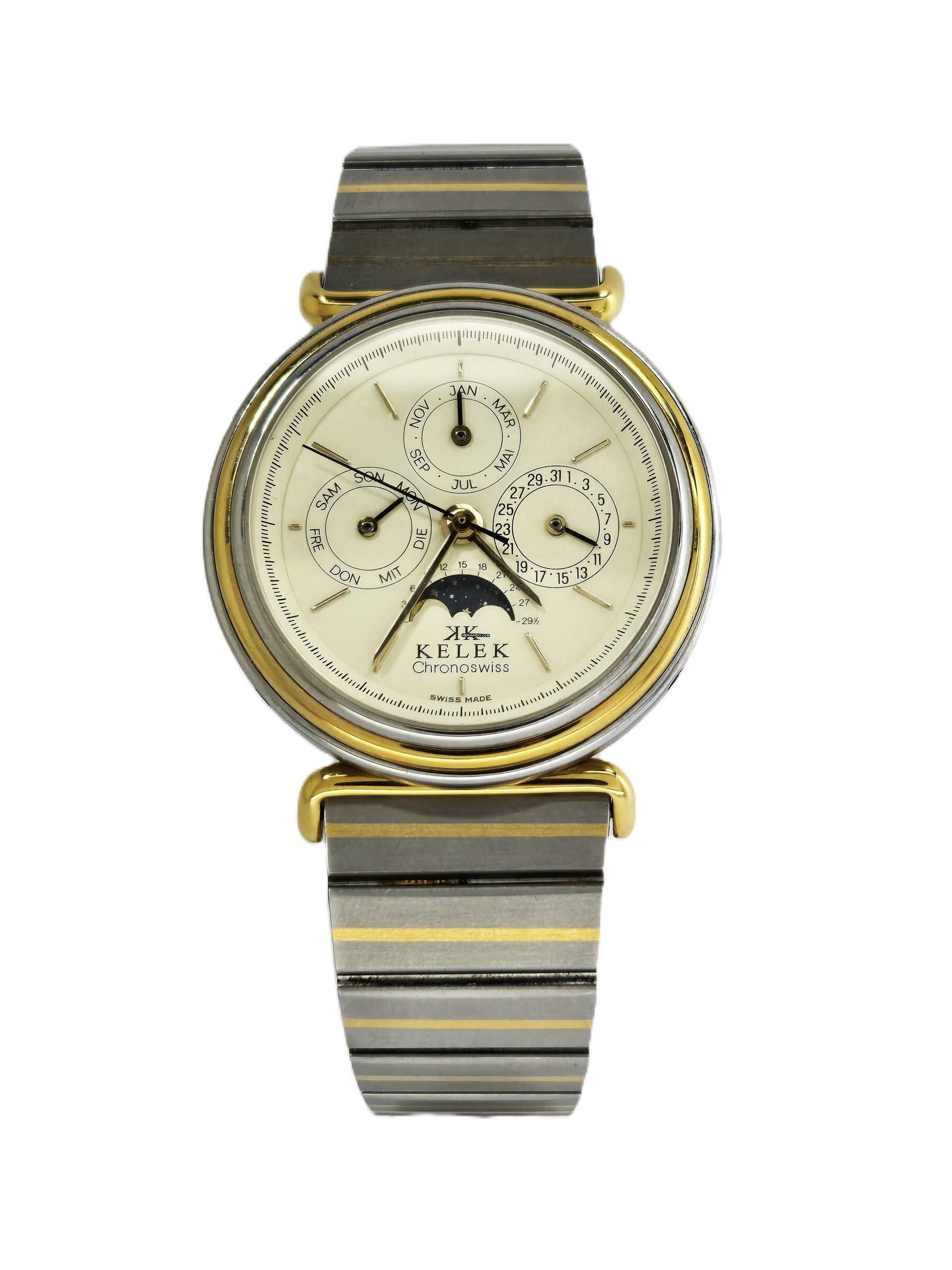 Chronoswiss Kelek 5287-4-A-S2 rare Triple Date Moonphase Stahl / Gold