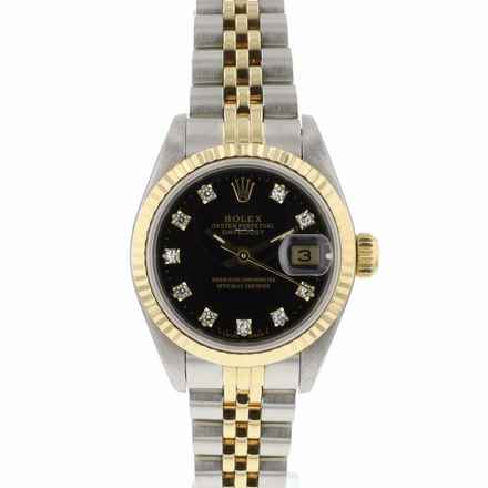  Rolex Lady-Datejust 26 Steel/Gold Jubilee Black Diamond Dial 