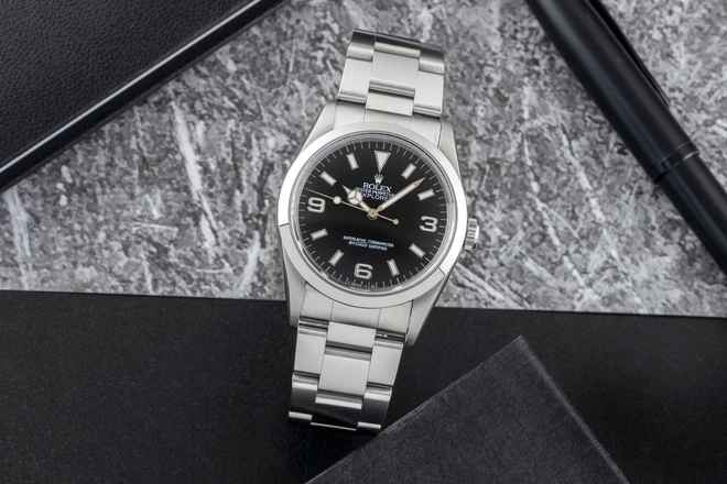  Rolex Explorer 36 Black Dial Oyster Stahl Automatik Ref.14270 Box & Papiere 1996 