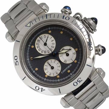  Cartier Pasha 1352 chronograph 35MM Gray dial quartz year 1999 
