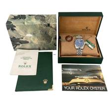 Thumbnail von Rolex Datejust 36 16014 blue dial Full Set 1979