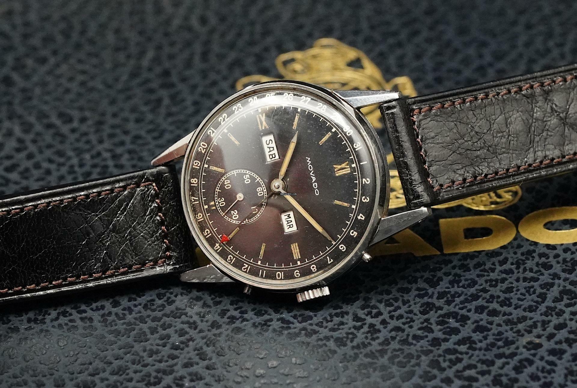 Thumbnail von Movado Triple Date Calendar Rare Vintage Tropical Black Dial