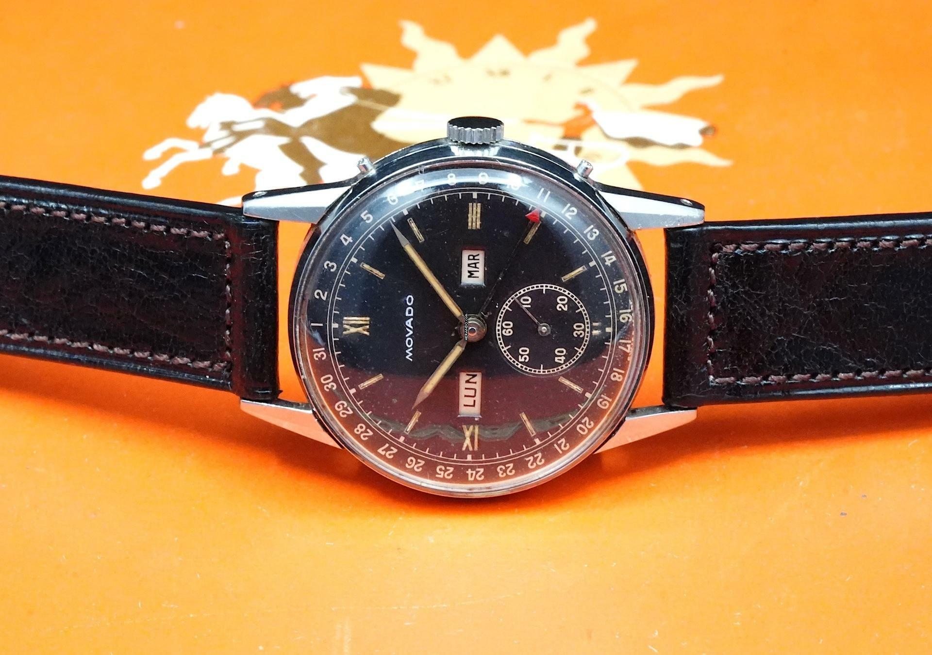 Thumbnail von Movado Triple Date Calendar Rare Vintage Tropical Black Dial