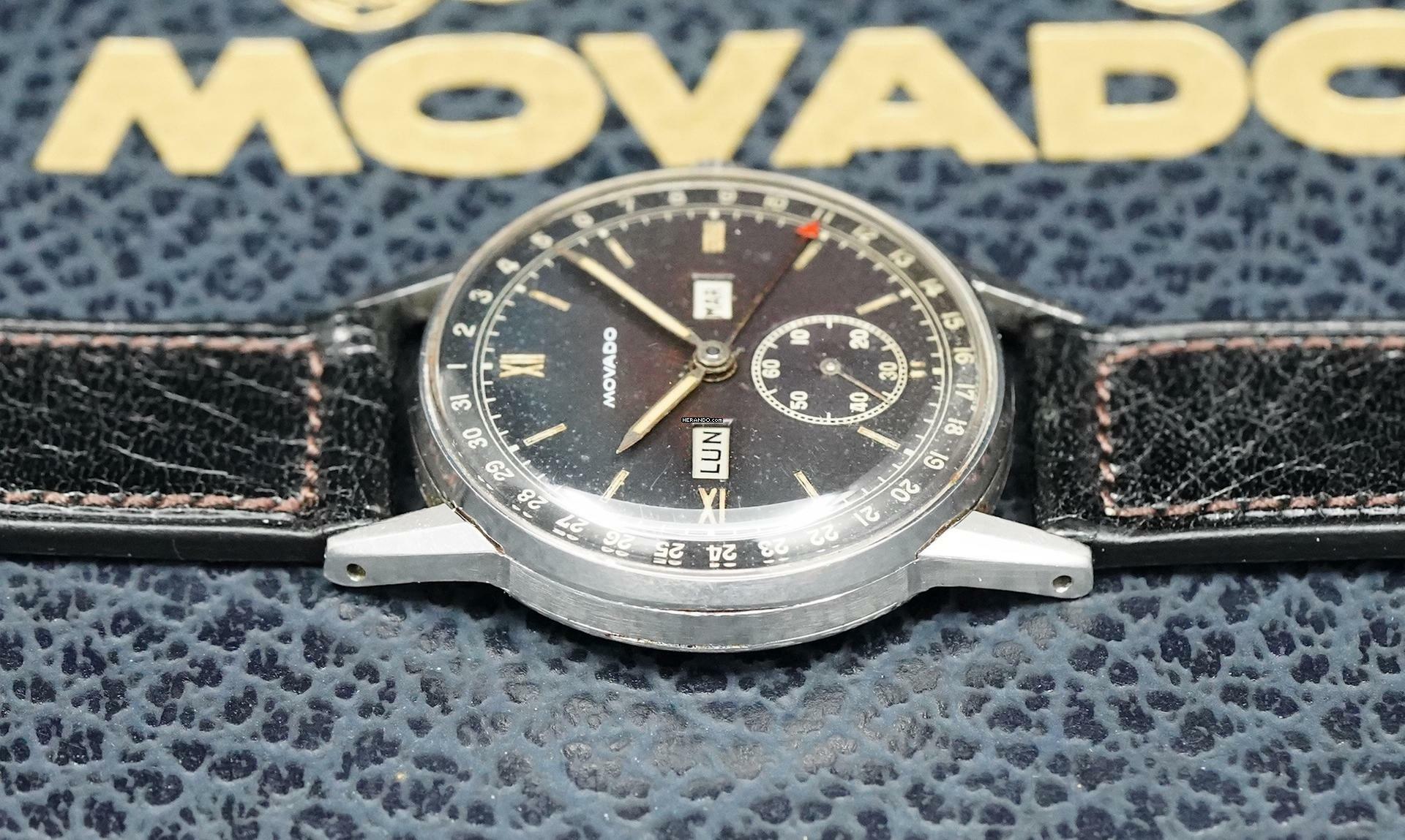 Thumbnail von Movado Triple Date Calendar Rare Vintage Tropical Black Dial