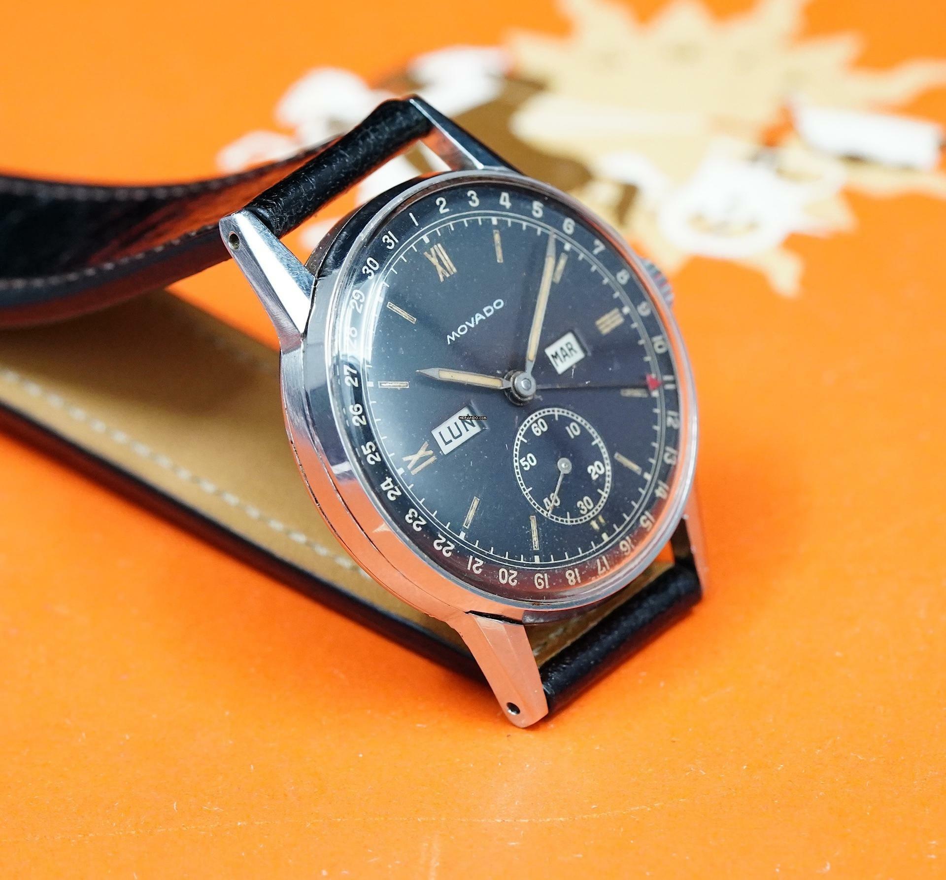 Thumbnail von Movado Triple Date Calendar Rare Vintage Tropical Black Dial