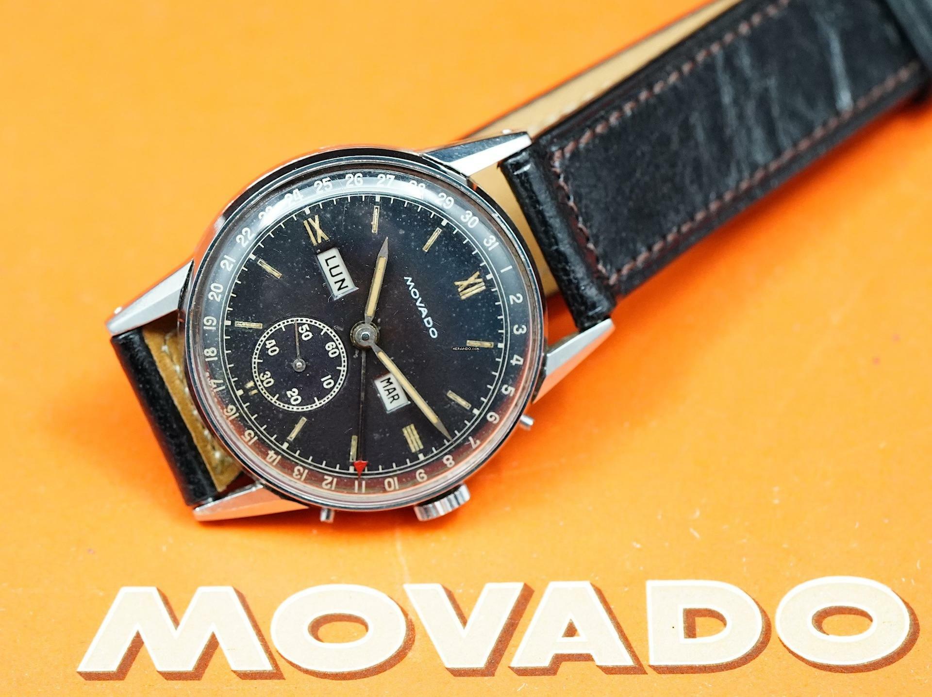 Thumbnail von Movado Triple Date Calendar Rare Vintage Tropical Black Dial