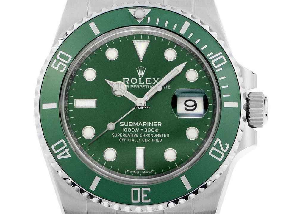  Rolex Submariner Date LV Hulk Ref.116610LV 2015 Box&Beschreibung wie Neu Vintage Submariner Date LV Hulk Green Dial 