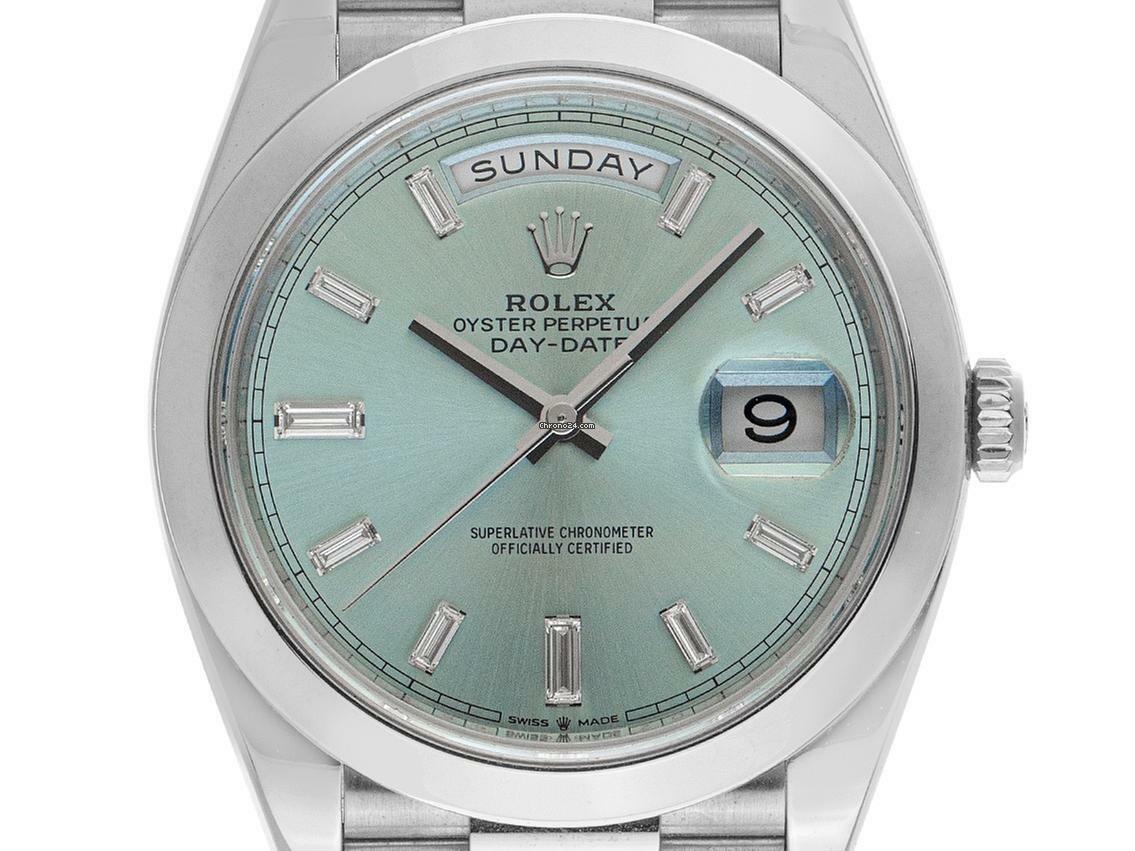 Rolex Day-Date 40 950 Platin Diamanten Ref.228206 2021 Full Set wie Neu Day-Date 950 Platin 259g Diamanten