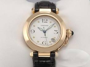 Thumbnail von Cartier Pasha 35 Mm Gelbgold 750 1998 W3013456 Automatik Leder Damen Herren 18kt Yellow Gold White Dial