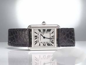 Thumbnail von Cartier Tank Solo Kleines Modell W1018255 Edelstahl Lederband Stahl Steel