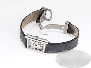 Thumbnail von Cartier Tank Solo Kleines Modell W1018255 Edelstahl Lederband Stahl Steel
