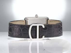 Thumbnail von Cartier Tank Solo Kleines Modell W1018255 Edelstahl Lederband Stahl Steel