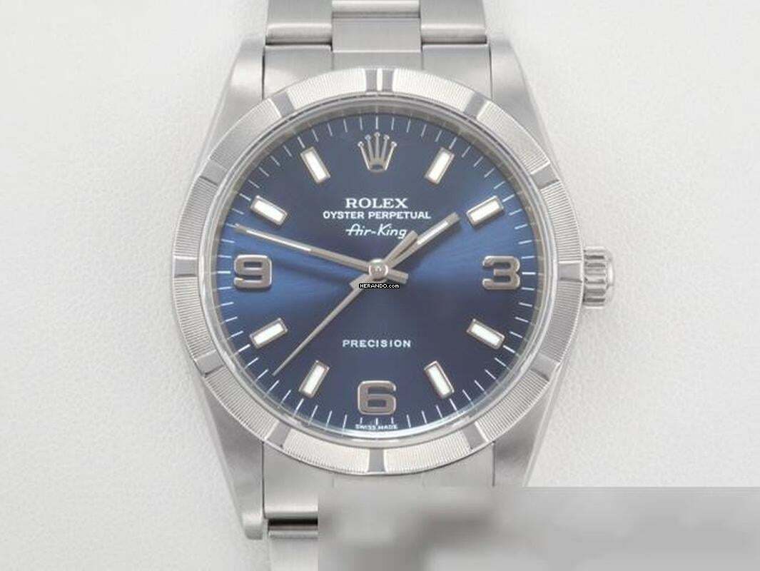  Rolex Air King 34 Mm 14010m 2001/02 Edelstahl Automatik Medium Stahl Stainless Steel Oyster-band Blue Dial 