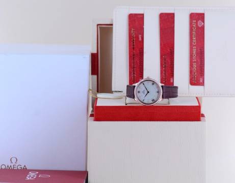  Omega De Ville Prestige Sednagold MOP Dial Lady Rosé Diamond B+P Neu 