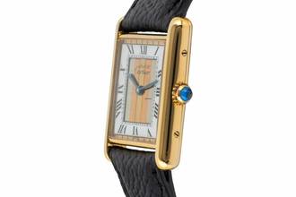 Thumbnail von Cartier Tank Vermeil must Tank LM Trinity Dial Silber vergoldet Quarz Ref. 590005 Klassiker
