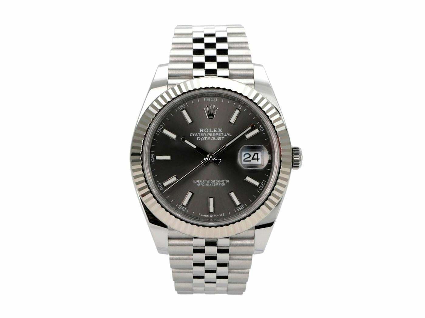 Rolex Datejust 41 Edelstahl Weißgold 126334 Rhodium Jubile-Band